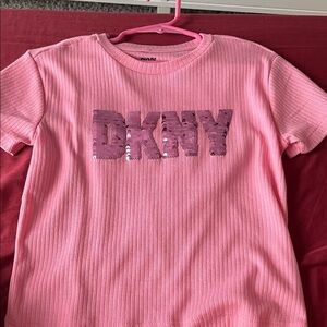 DKNY Sequin Pink Short Sleeve Tee